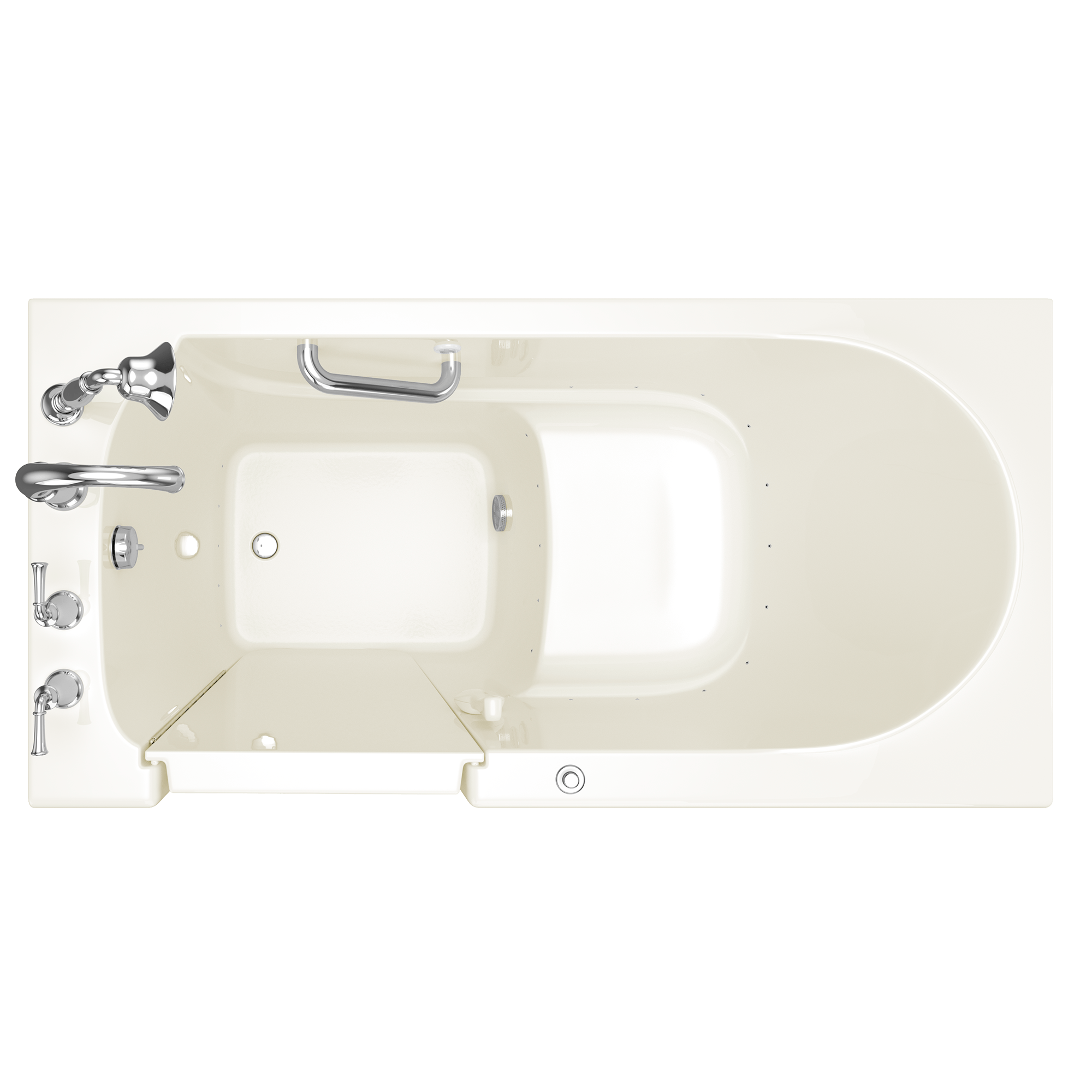 Gelcoat Value Series 30x60 Inch Walk In Bathtub with Air Spa System   Left Hand Door and Drain WIB LINEN